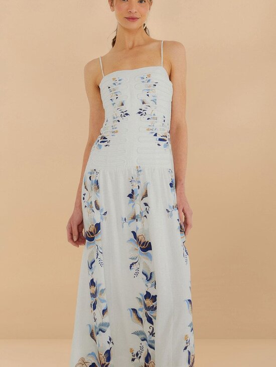 FARM Rio Dresses & Skirts - Off-White Mystic Blue Lotus Dreamscape Midi Dress